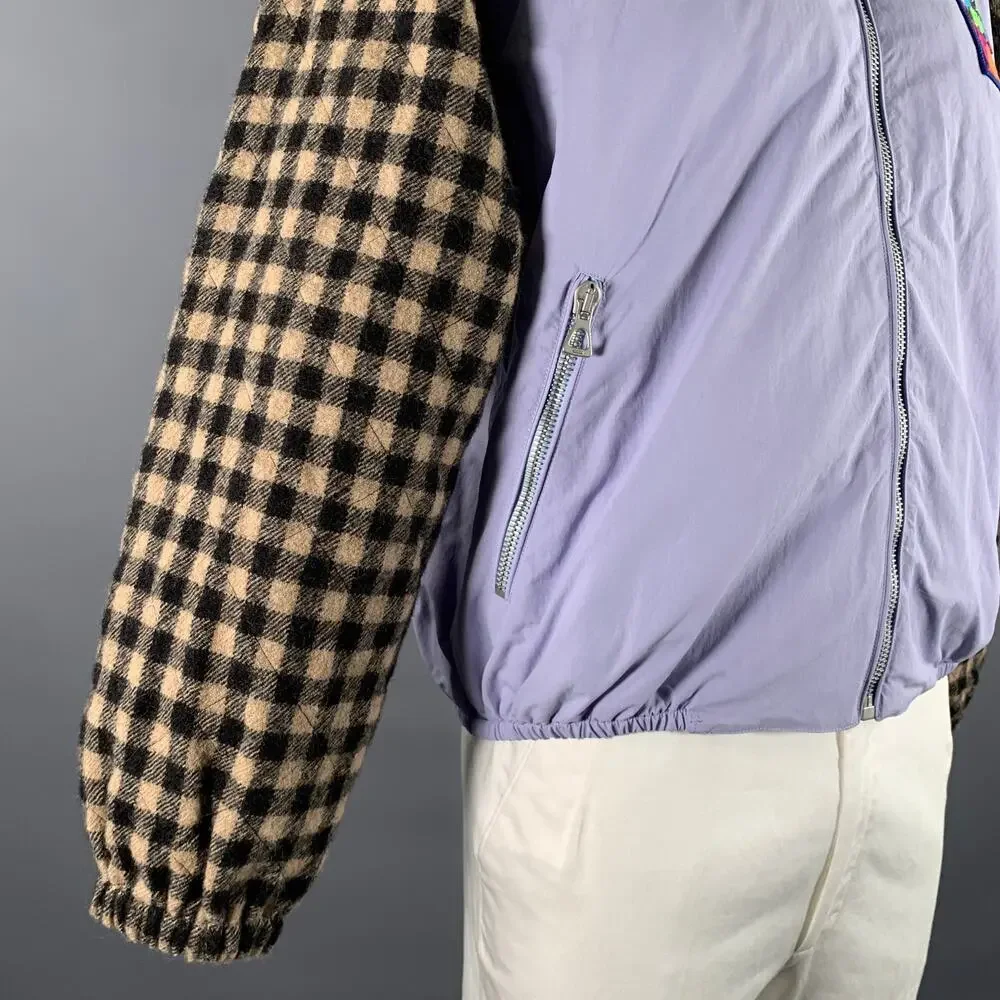 GUCCI Size 48 Purple Dans Le Vert Wool Polyamide Jacket